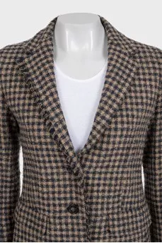 Cropped jacket with a plaid print