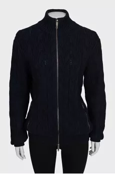 Knitted wool cardigan with a zipper