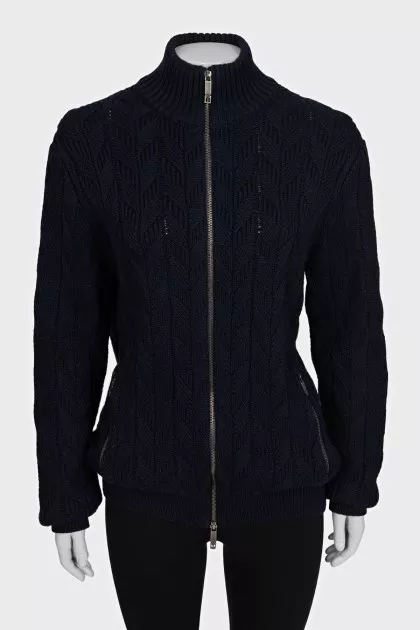 Knitted wool cardigan with a zipper