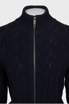 Knitted wool cardigan with a zipper