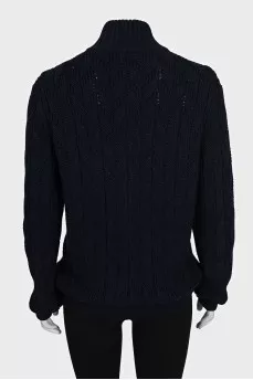 Knitted wool cardigan with a zipper