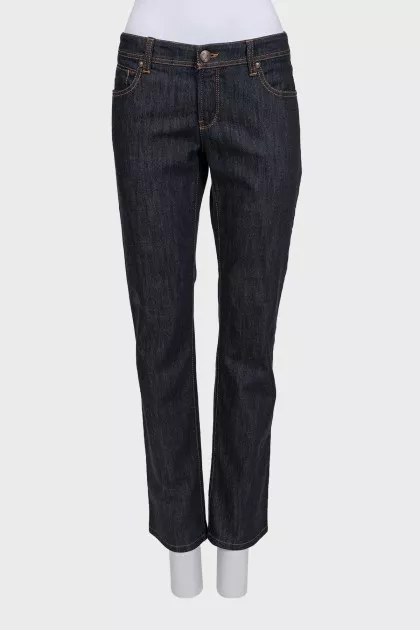 Dark blue low-rise straight leg jeans