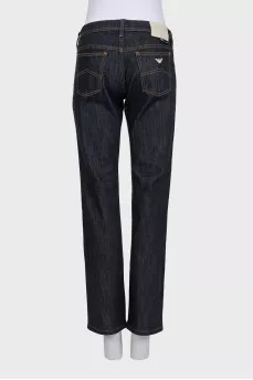 Dark blue low-rise straight leg jeans