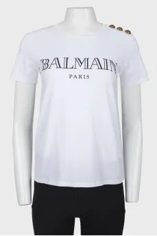 White T -shirt with a black log of brand