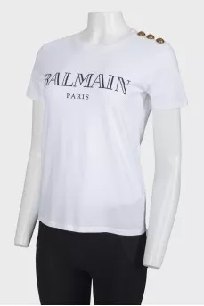 White T -shirt with a black log of brand