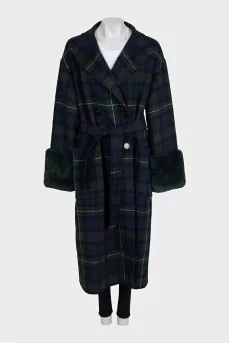Reversible dark blue wool coat