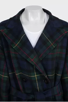 Reversible dark blue wool coat