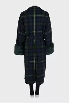 Reversible dark blue wool coat