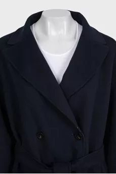 Reversible dark blue wool coat
