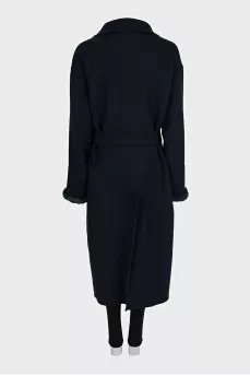 Reversible dark blue wool coat