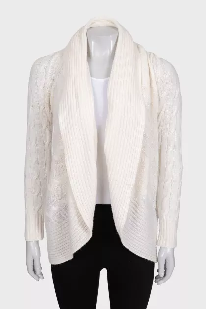 White cashmere cardigan without fastening