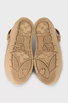 Suede clogs with signature embossing