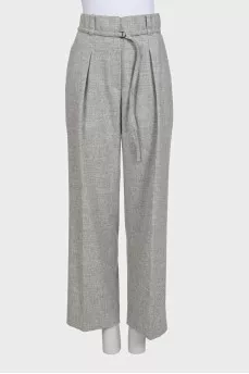 Straight-leg wool trousers with tag