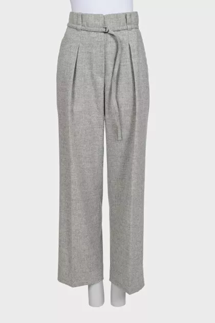 Straight-leg wool trousers with tag