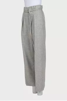 Straight-leg wool trousers with tag