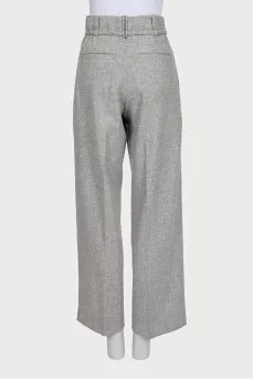 Straight-leg wool trousers with tag