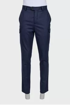 Men's wool trousers with patch pockets