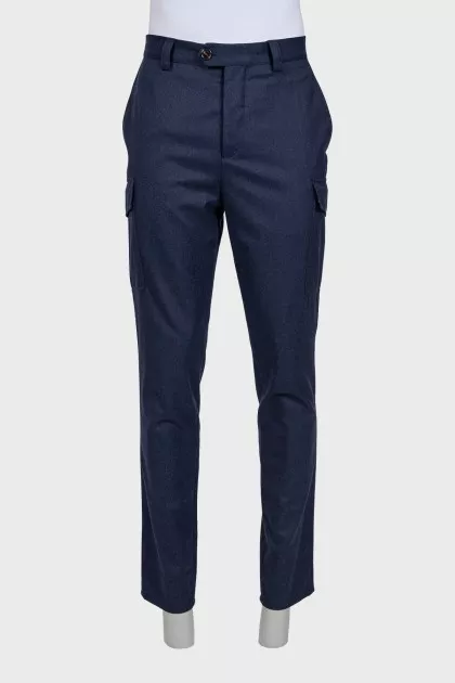 Men's wool trousers with patch pockets