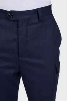 Men's wool trousers with patch pockets