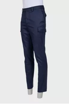 Men's wool trousers with patch pockets