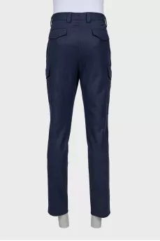 Men's wool trousers with patch pockets