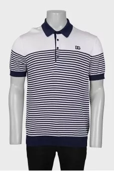 Men's striped silk polo shirt