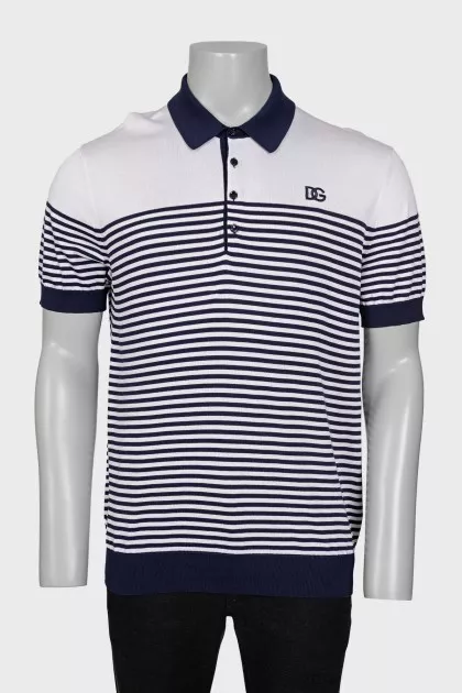 Men's striped silk polo shirt