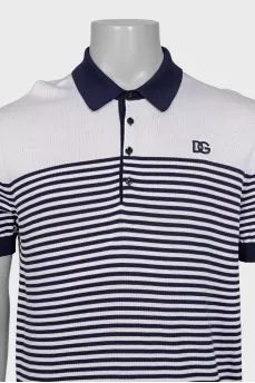 Men's striped silk polo shirt
