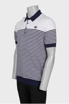 Men's striped silk polo shirt