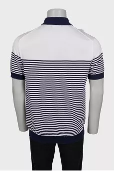 Men's striped silk polo shirt