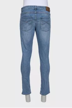 Men's light blue skinny fit button-down jeans