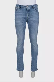 Men's light blue skinny fit button-down jeans