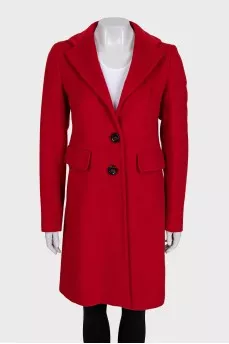 Red single-breasted coat