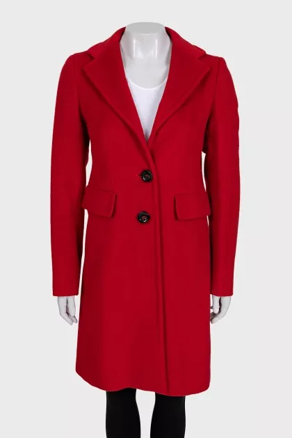 Red single-breasted coat