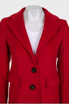 Red single-breasted coat