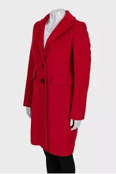 Red single-breasted coat