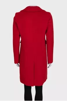 Red single-breasted coat