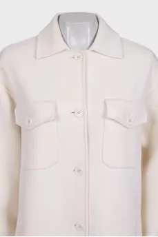 Straight-cut wool coat with patch pockets