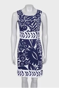 Fitted dress in blue floral print