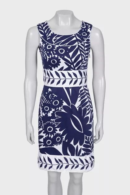 Fitted dress in blue floral print