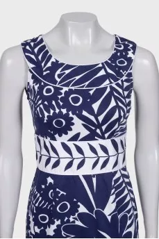 Fitted dress in blue floral print