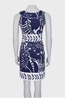 Fitted dress in blue floral print