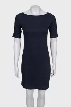 Blue denim dress with long sleeves