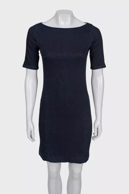 Blue denim dress with long sleeves