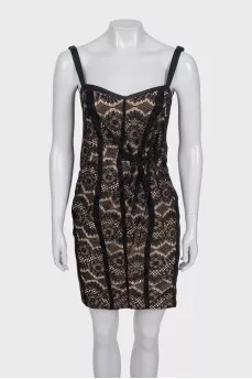 Black lace dress with silk inserts