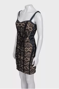 Black lace dress with silk inserts