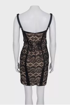 Black lace dress with silk inserts