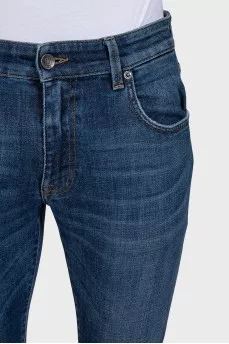 Men's blue distressed jeans