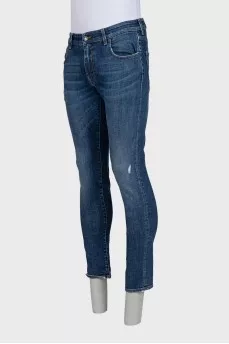 Men's blue distressed jeans