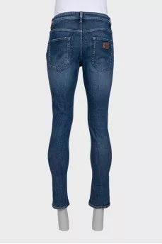 Men's blue distressed jeans